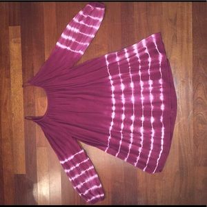 Maroon tie dye of the shoulder dress